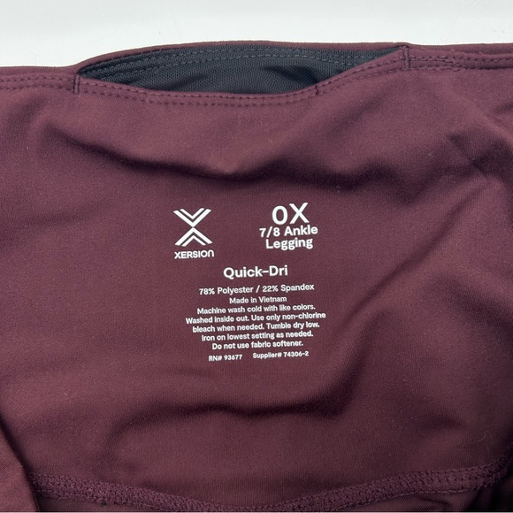 Xersion Women's Plus Size Burgundy High 7/8 Ankle Leggings 0X 2X 3X - Picture 6 of 11